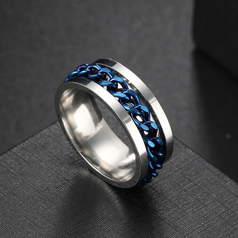 Thumbnail: Anxiety Fidget Rings For Men Spining Titanium Stainless Steel Colorfully Spinne