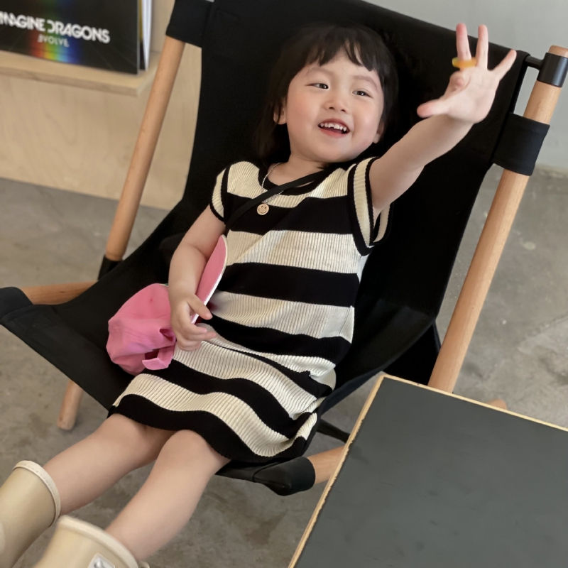 Thumbnail: Baby Girl Dress Girls Sleeveless Striped A-Line Dress Summer New Girl Crew Neck