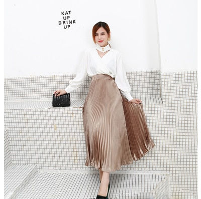 Miniatiūra: 2023 Vintage Silver black skirt  metal solid flared  Maxi Skirt Beach Long Plea