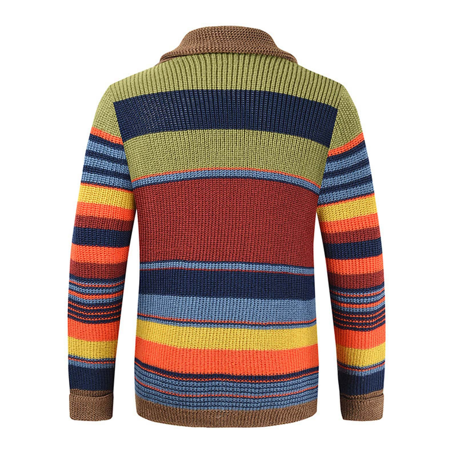 Fashion Men's V-neck Collar Cardigan Sweater Slim Fit Cable Knit Patchwork Meri