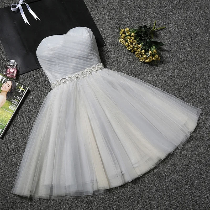 थंबनेल: Sweet Memory Clothes Pink White Red Blue Champagne Wedding Dress Women Short Pr