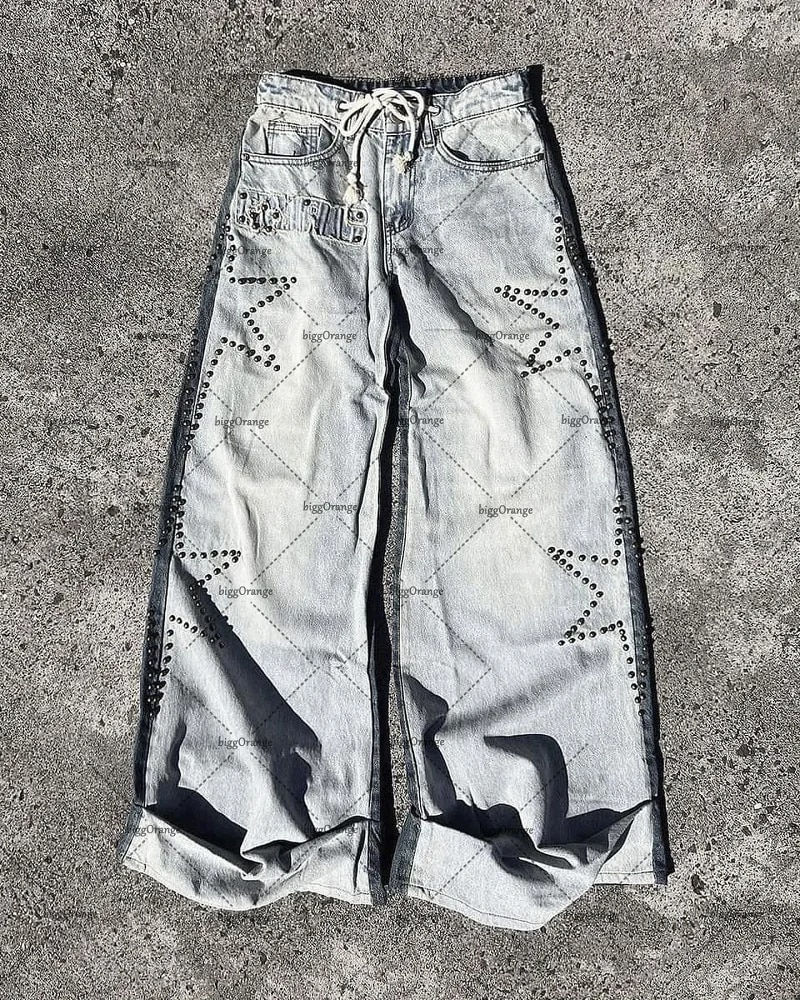 Miniatura: European and American Fashionable High-waisted Trousers Raw Edge Washed Jeans M