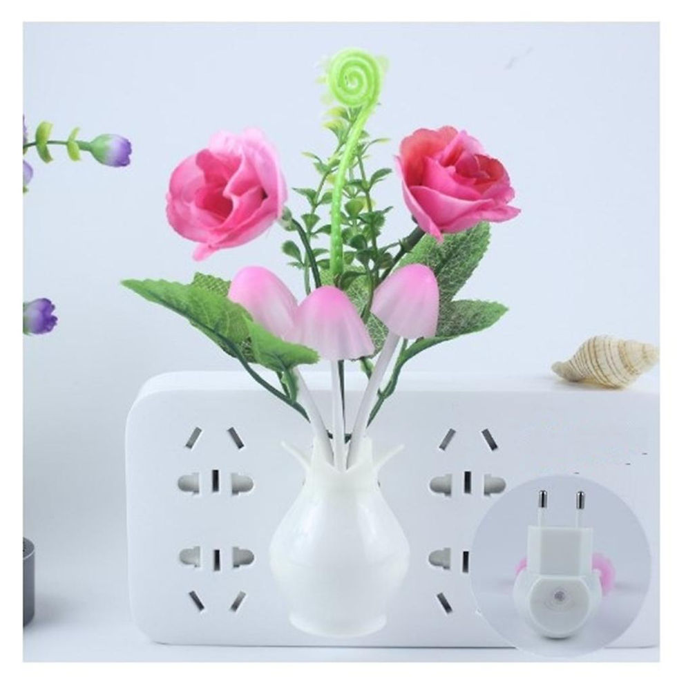 Thumbnail: LED Lilac Night Light Lamp Colorful Rose Mushroom Lamp Romantic Lilac Night Lig