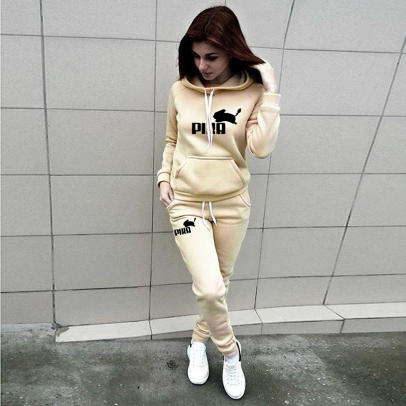 섬네일: Autumn Winter Hoodies Two Piece Sets Tracksuit Women Oversized Pullovers Sweats