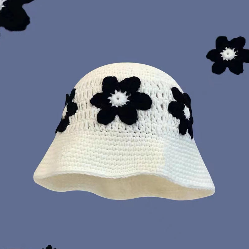 Miniatura: 2023 Autumn New Crochet Korean Handmade Bucket Hat Women Weaving Knitted Hat Y2