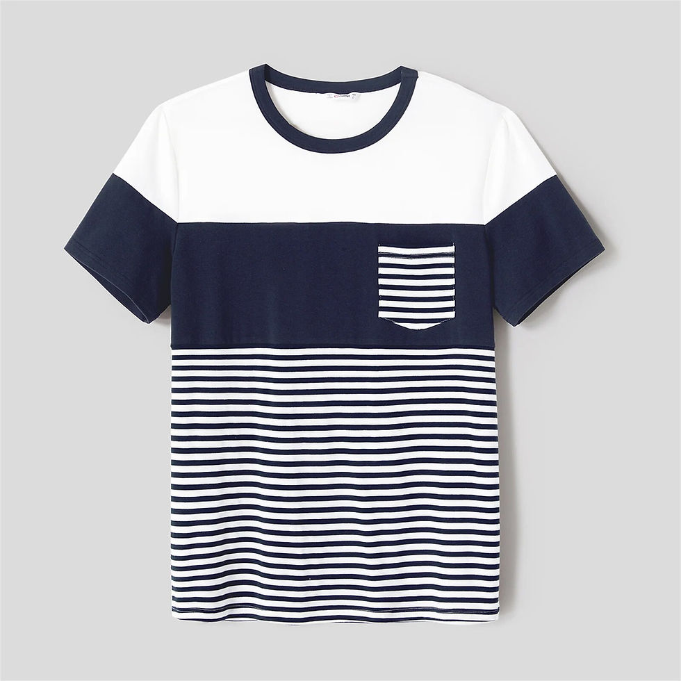 Miniatura: PatPat Family Matching Outfits Cotton Colorblock Striped Short-sleeve Tee and S