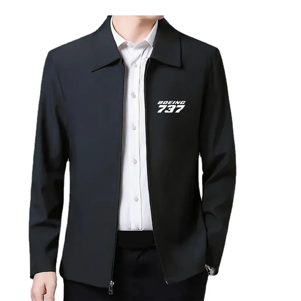 Thumbnail: New Aviation Boeing 737 Pilots Man Jackets Coat Casual Loose Flip Collar Zipper