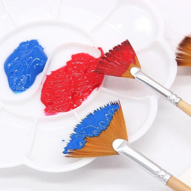 Miniatura: 5Pcs/Set Creative Fan Shap Gouache Painting Pen High Quality Nylon Hair Wooden