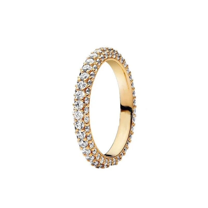 Thumbnail: Hot Selling 925 Sterling Silver Gold Color Series Shiny Zircon Double heart-sha