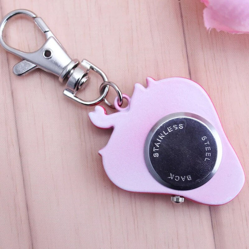 Thumbnail: 2023 girls women cartoon pocket necklace quartz watches creative key chains lov