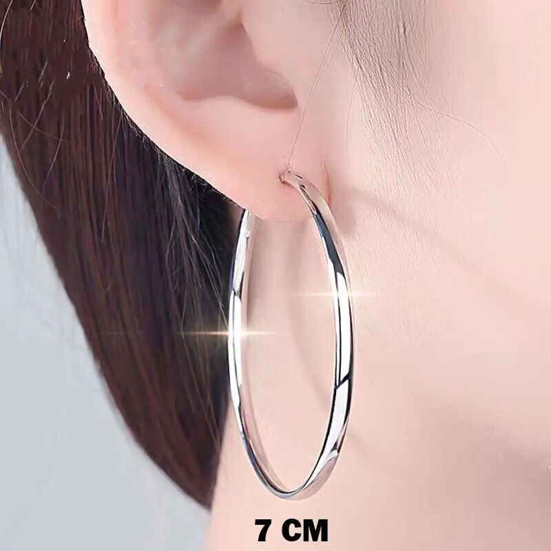 Sīktēls: Senlissi - New 18K Gold Plated Hoop Earrings For Women 925 Sterling Silver  3.0