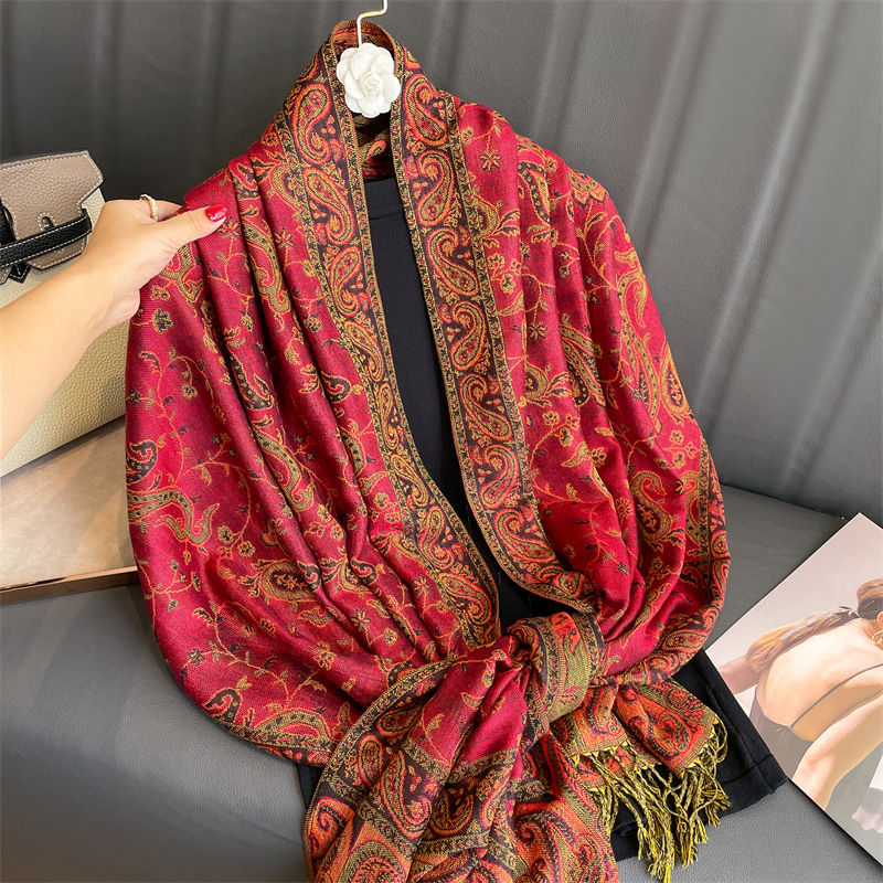 Thumbnail: Luxury Brand Autumn Cashmere Pashmina Shawl Lady Wrap Warm Winter Scarves Desig