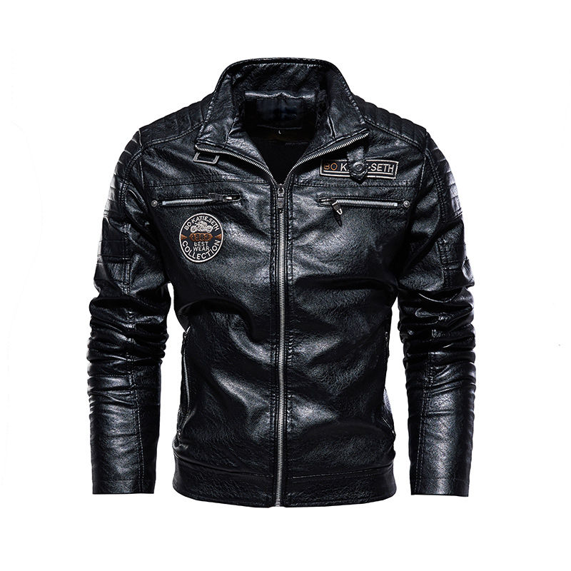 Thumbnail: New Men's Leather Jackets Autumn And Winter Casual Motorcycle Slim PU Jacket Bi