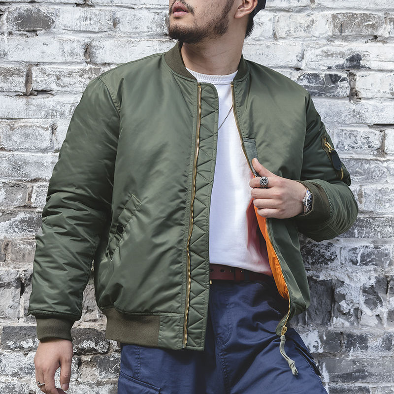 Maden Workwear American MA1 Pilot Jacket Men's Winter Green Cotton Coat Thicken