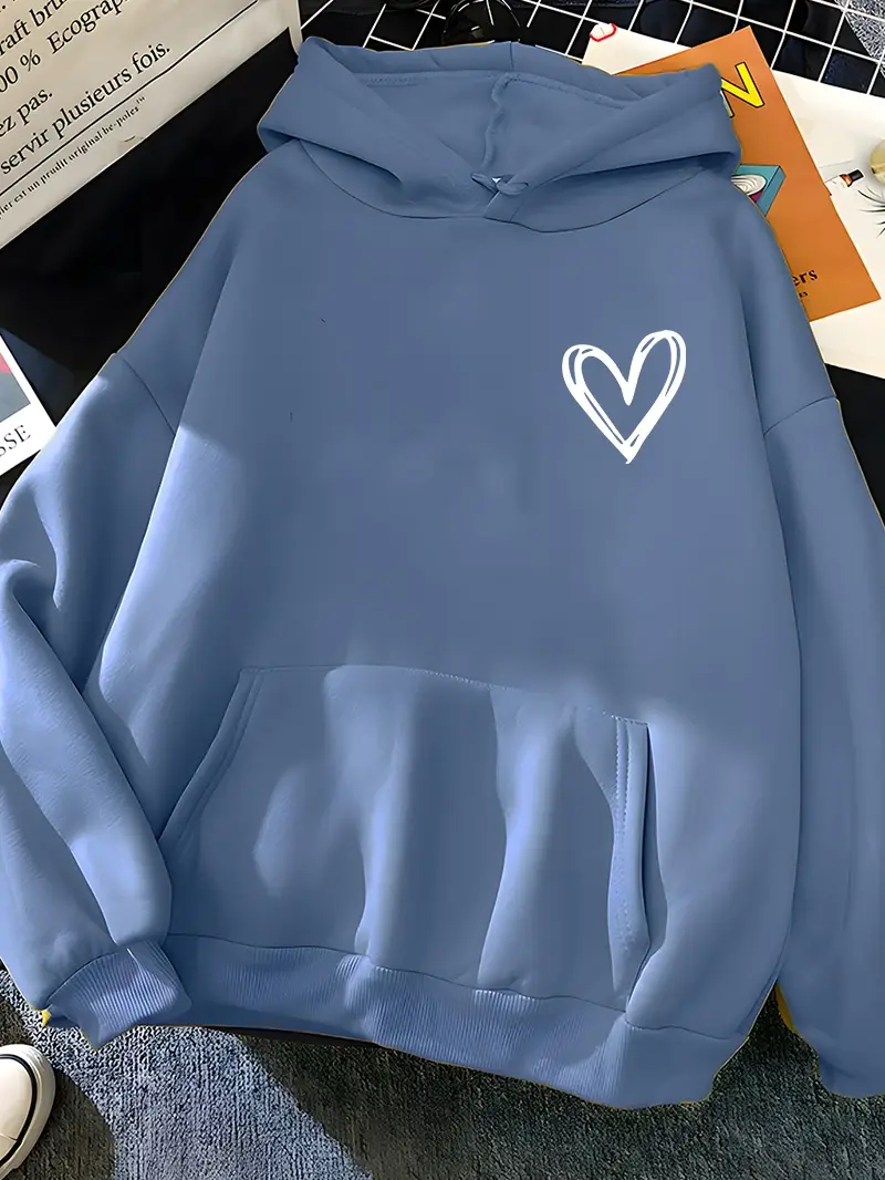 Thumbnail: Hirsionsan Simplic Heart Print Women Sweatshirt Soft Casual Loose Vintage Femal