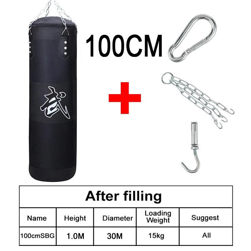 Miniature : Punch Sandbag Durable Hanging Hollow Sandbag Boxing Heavy Punch Bag With Metal 