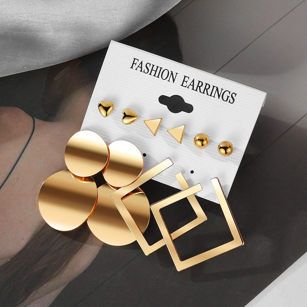 Thumbnail: IPARAM Fashion Exaggerated Gold Color Metal Pearl Earrings for Women Geometric 