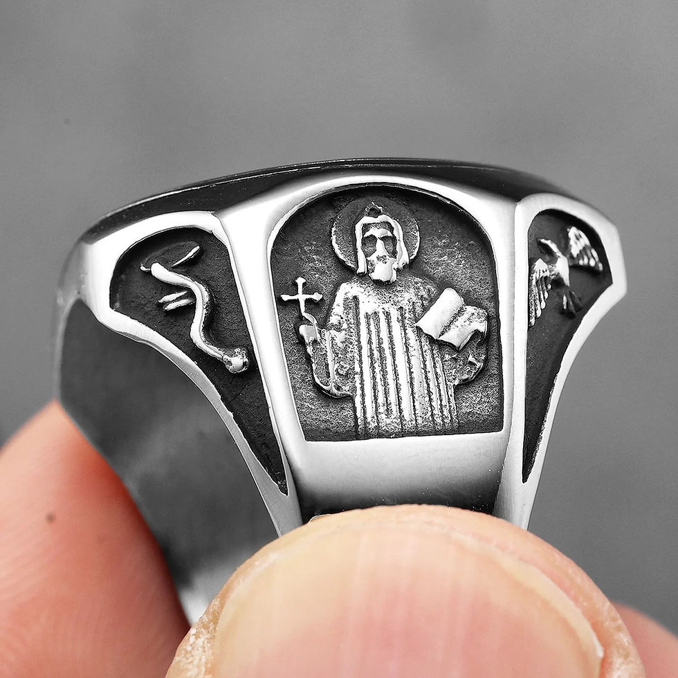 Thumbnail: Catholic Saint Benedict Exorcism Amulet  Men Rings Stainless Steel Women Jewelr