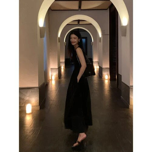 Thumbnail: Jielur-Women's Chic A-Line Midi Dresses Female Bodycon Elegant Black White Casu