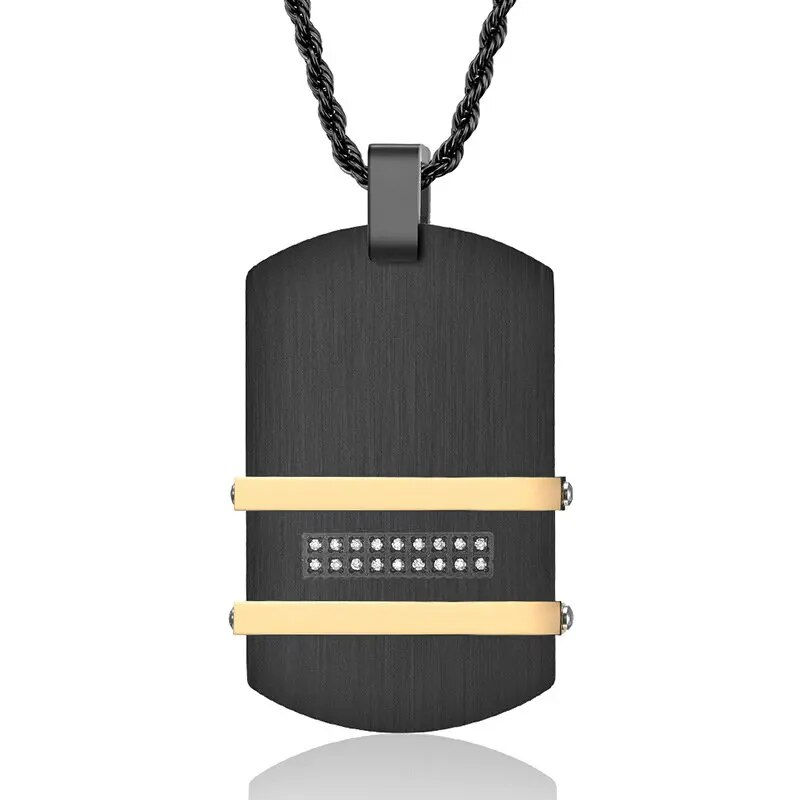 Thumbnail: Personalized men's military army dog tag pendant necklace with 24 inches box ch