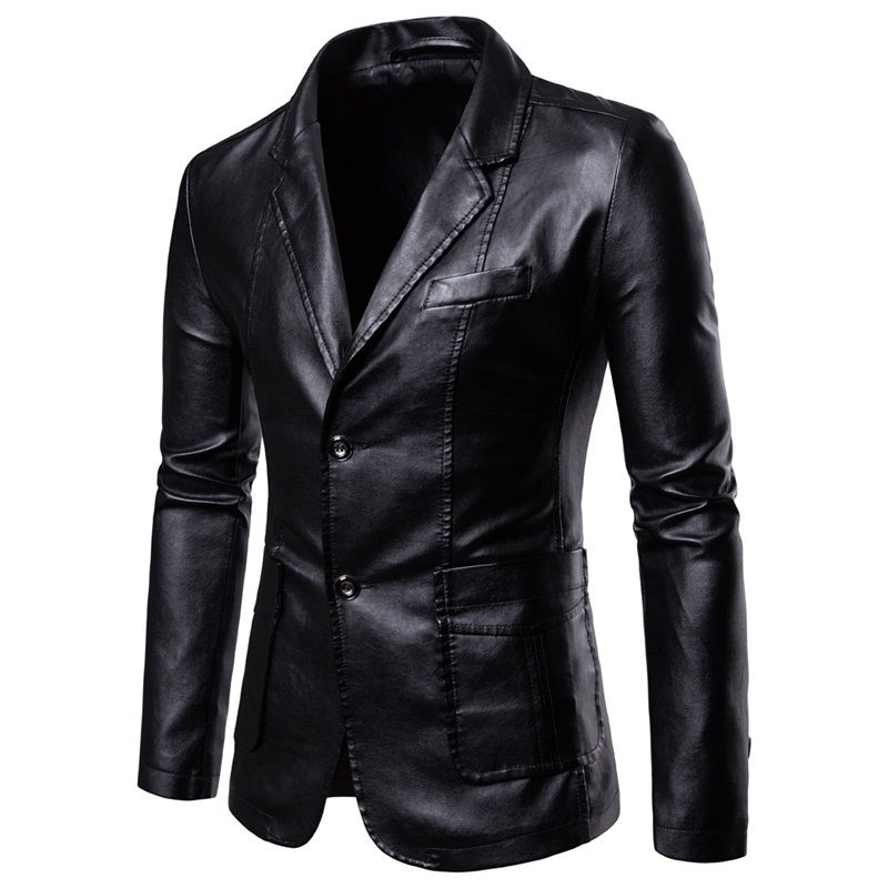Thumbnail: Mens Jackets Autumn and Winter Warm Coat Fashion Mens Blazer Coat Leather Jacke