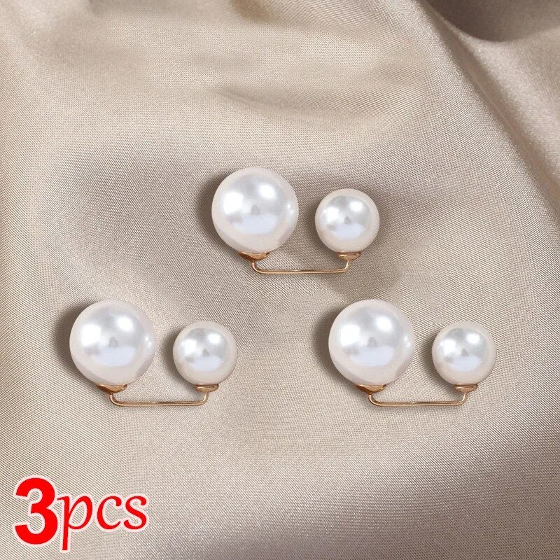 ภาพขนาดย่อ: 3/6Pcs Double Pearl Brooch Pins Anti-fade Exquisite Elegant Brooches for Women