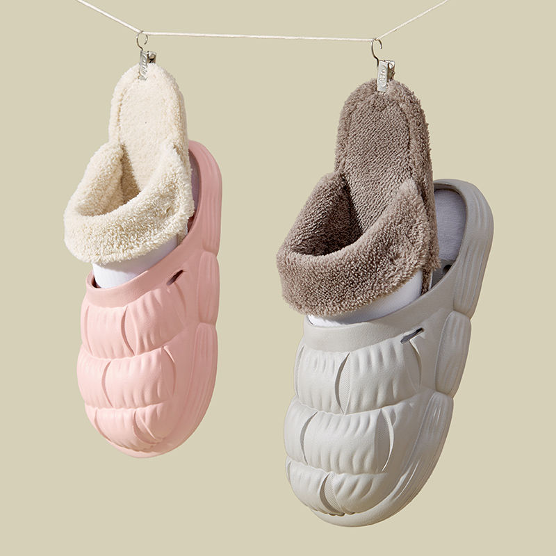 Removable Fluffy Shoes Warm Fuzzy Slippers Waterproof Non-Slip Indoor House Sho