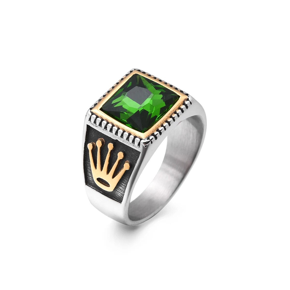Men's 316LStainless Steel Onyx Gild Palm Pattern Rings Classic Fashion Hip Hop 