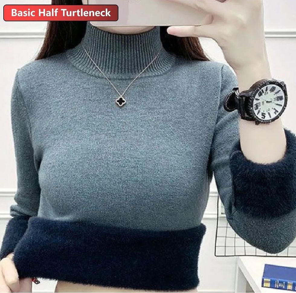 Miniaturebillede: Turtleneck Winter Sweater Women Elegant Thicken Velvet Lined Warm Sueter Knitte