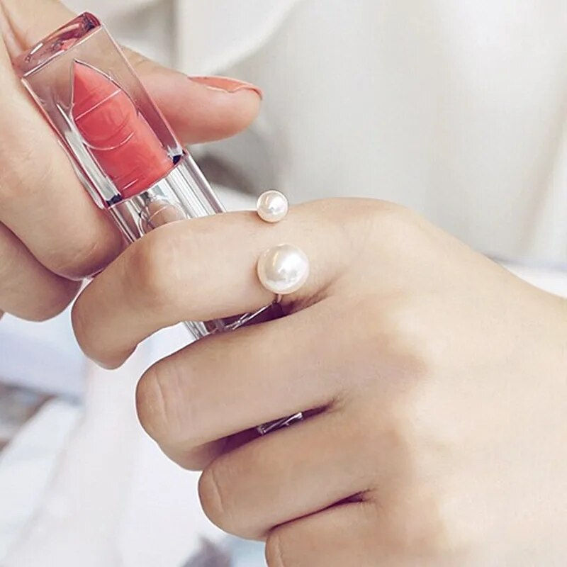 Miniatura: G293 Fashion Mujer Anneau Anel Simulated Pearl Adjustable Open Rings for Women