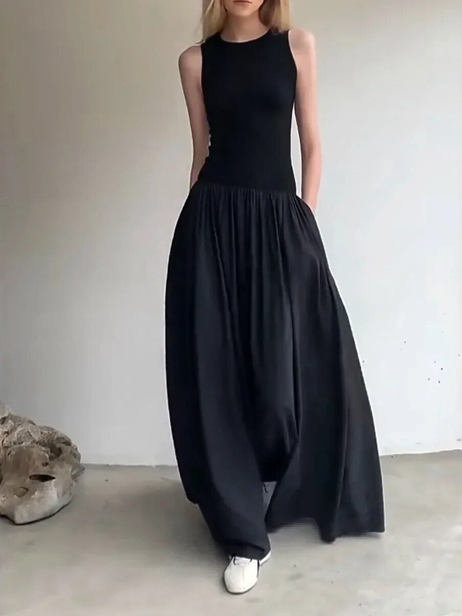 Thumbnail: White Tank Top Formal Maxi Dresses Women Summer Crew Neck Floor-length Office L