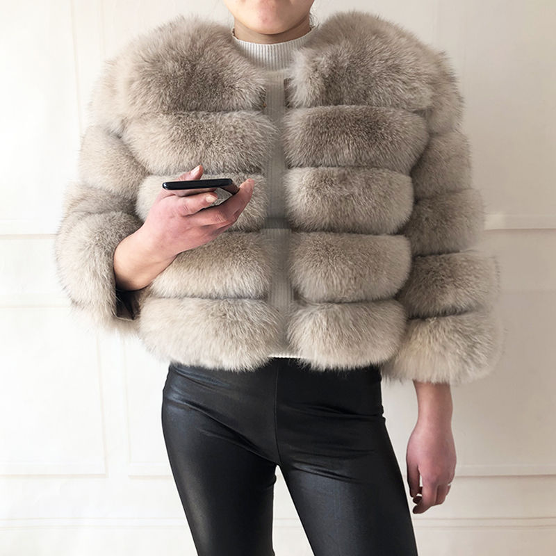 サムネイル： 2024 new style real fur coat 100% natural fur jacket female winter warm leather