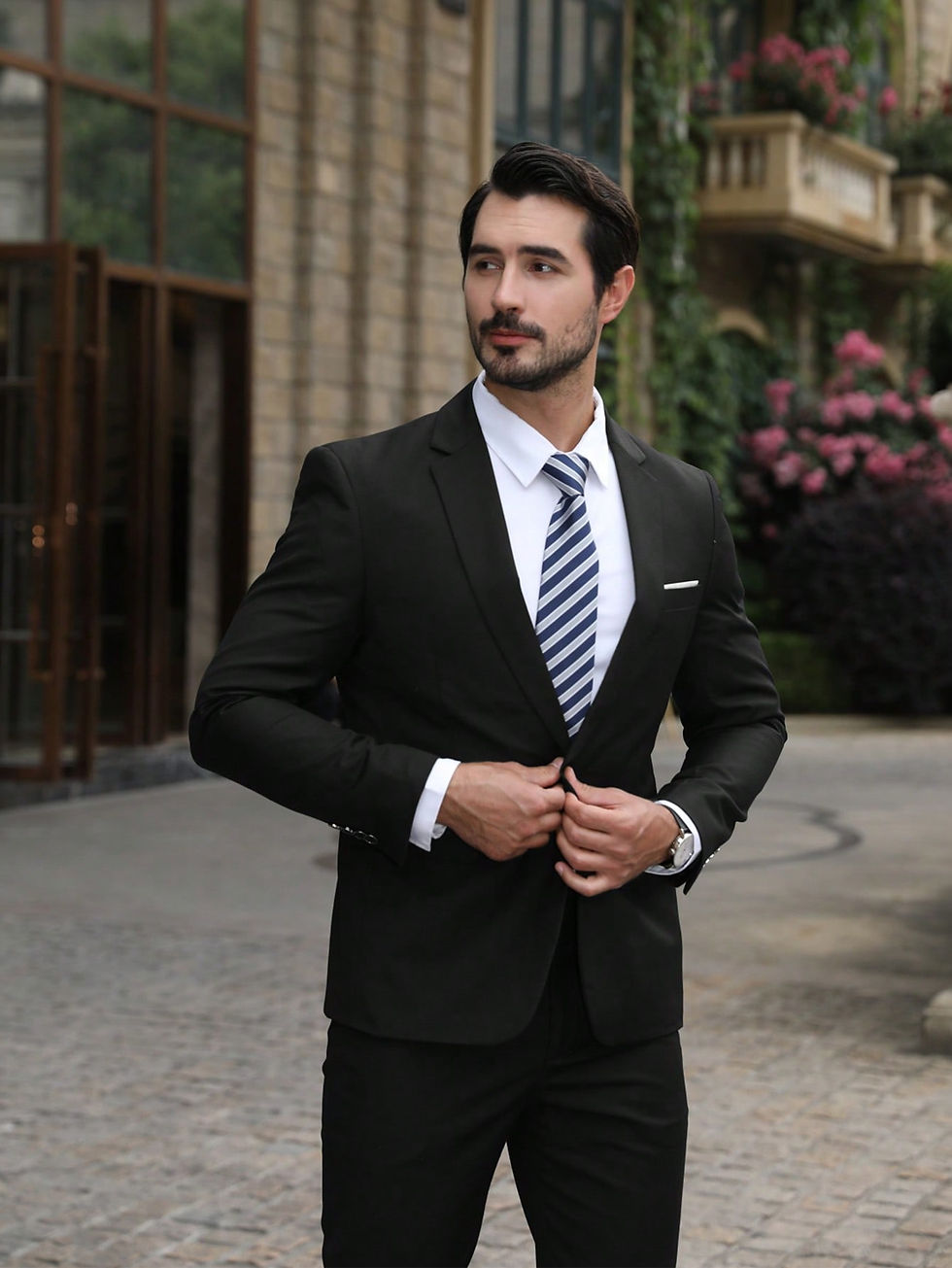 Thumbnail: CLOUDSTYLE Men Flap Detail Blazer & Pants Suit Set