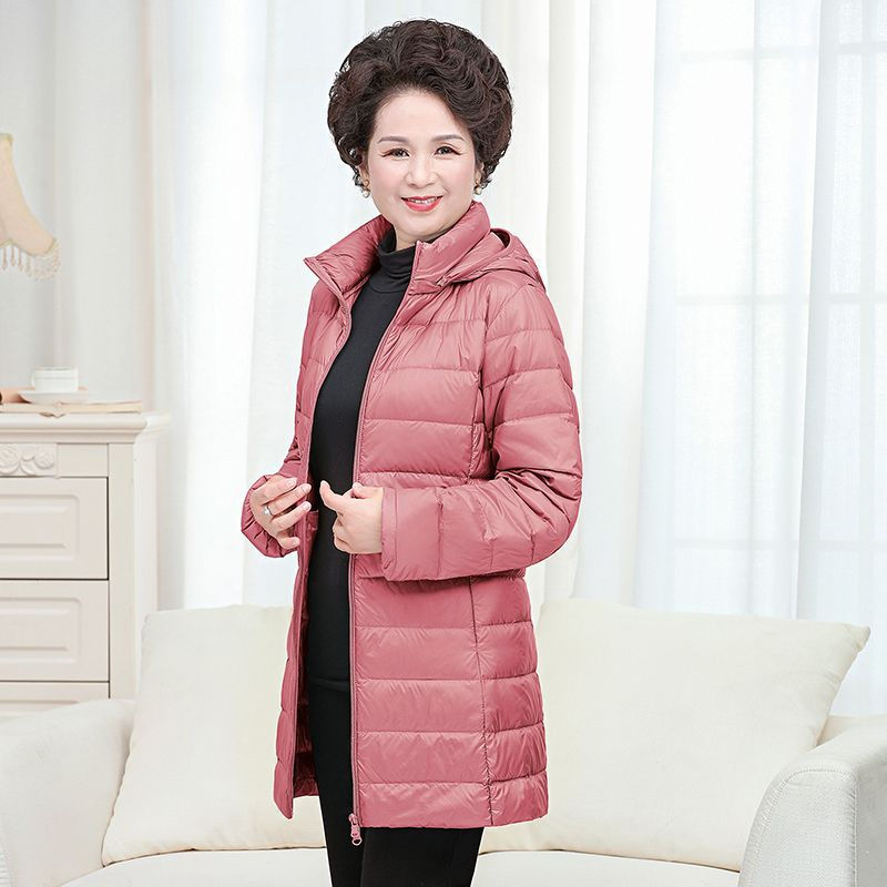 Sīktēls: Plus Size Mom Autumn and Winter Fall Lightweight Down Jacket Female Mid-length 