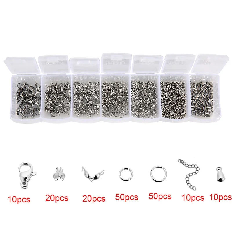 Stainless Steel Lobster Clasps Jump Rings Necklace Making Gold Color Extender C