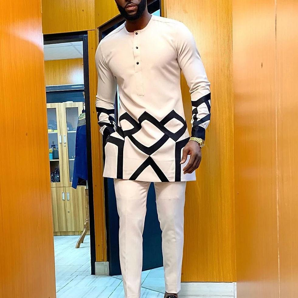 Thumbnail: Set men's traditional African men's set, fashionable casual slim white 2-piece 