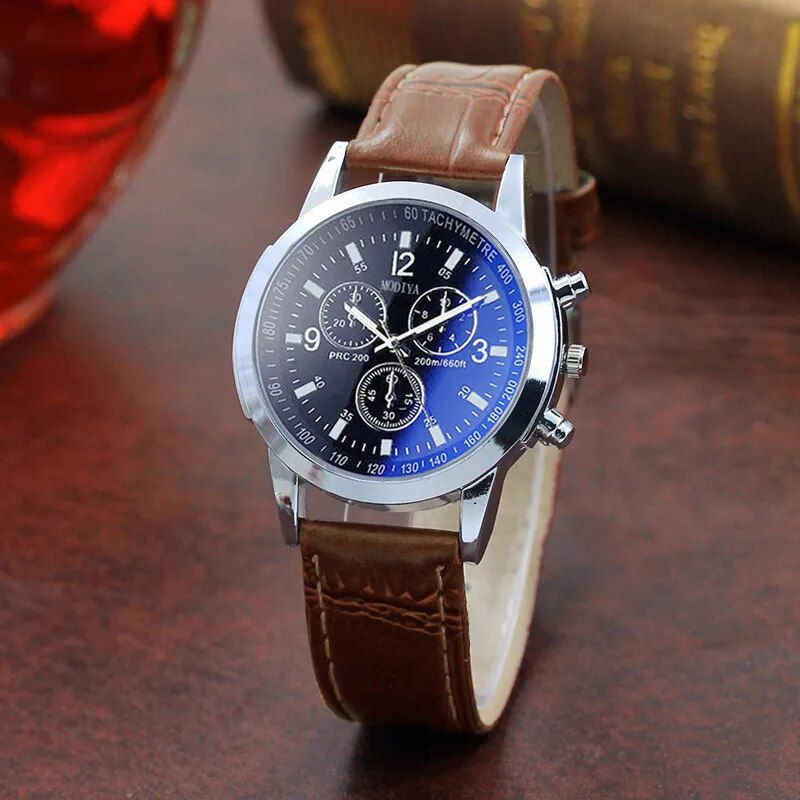 Miniature : 2023 Men Women Leather Strap Digital Watch Luxury Six Pin Men's Watch Blue Glas