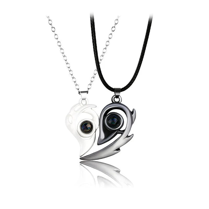 Thumbnail: Good Simple Quality Couple Pendant Necklace Electrocardiogram,Magnetic Heart,Pe