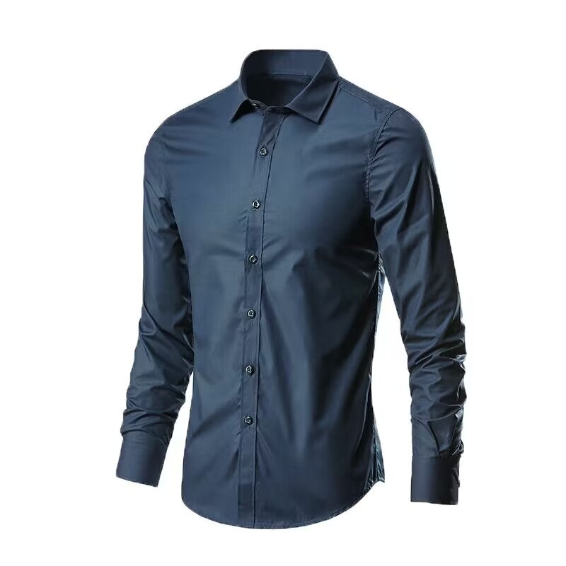 Thumbnail: Men's Elastic Spring And Autumn New long Sleeve Shirt Anti-wrinkle Free ironing