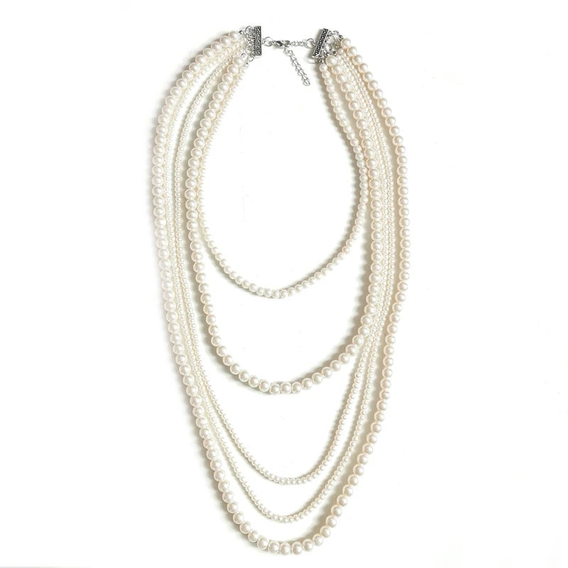 Miniatyrbild: Korea Fashion 5 layers Long Sweater Chain Necklace for Women Party Pearls  Jewe