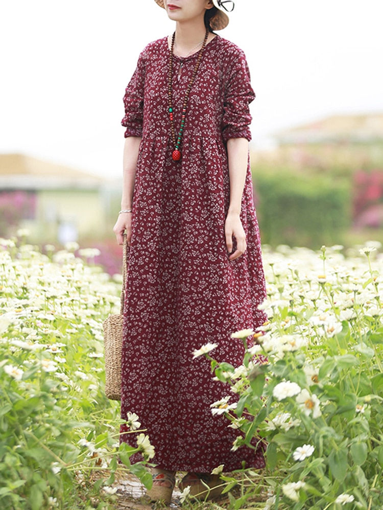 Miniatura: Vintage Women's Printed Dress 2023 ZANZEA Spring Sundress Casual Long Sleeve Ma