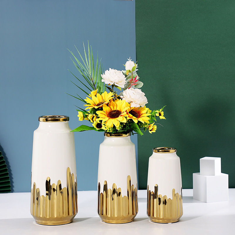 Thumbnail: Decorative Home hydroponic flower arrangement electric gold-plated green cerami
