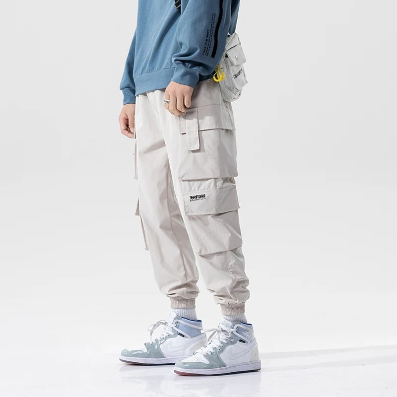 Miniaturebillede: Streetwear Black Mens Harem Joggers Pants Men Cargo Pants 2023 Hip Hop Casual P