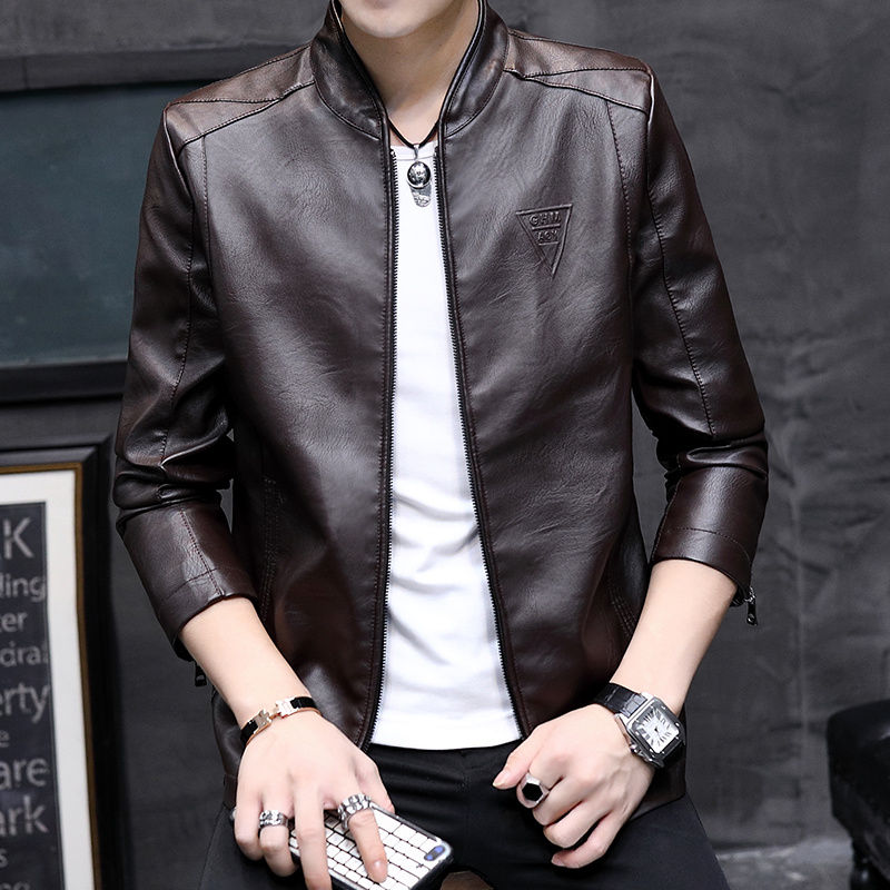 Miniatura: Mens Biker Leather Jacket 2023 Autumn  Men's Fashion Trend Decorative Motorcycl