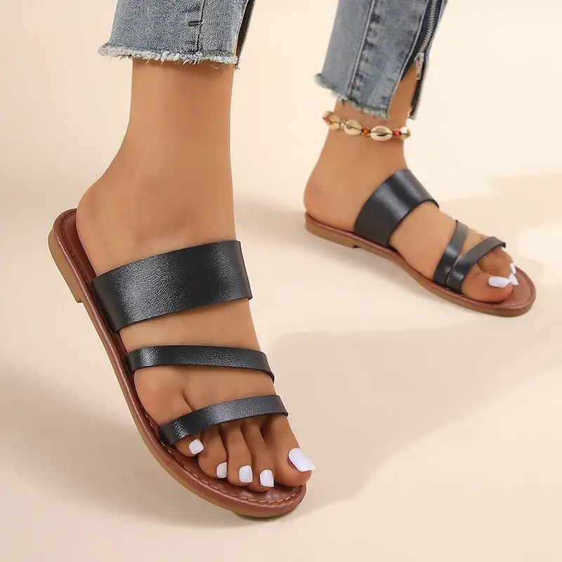 Thumbnail: 2024 Summer Flat Heel Sandals for Women Casual Plus Size Beach Slippers Woman P
