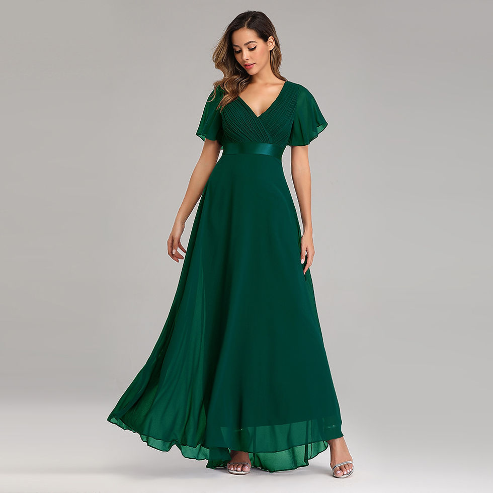Miniatura: ICCLEK New Style Women V-Neck Chiffon Dress Wedding Evening Party Long Dress El
