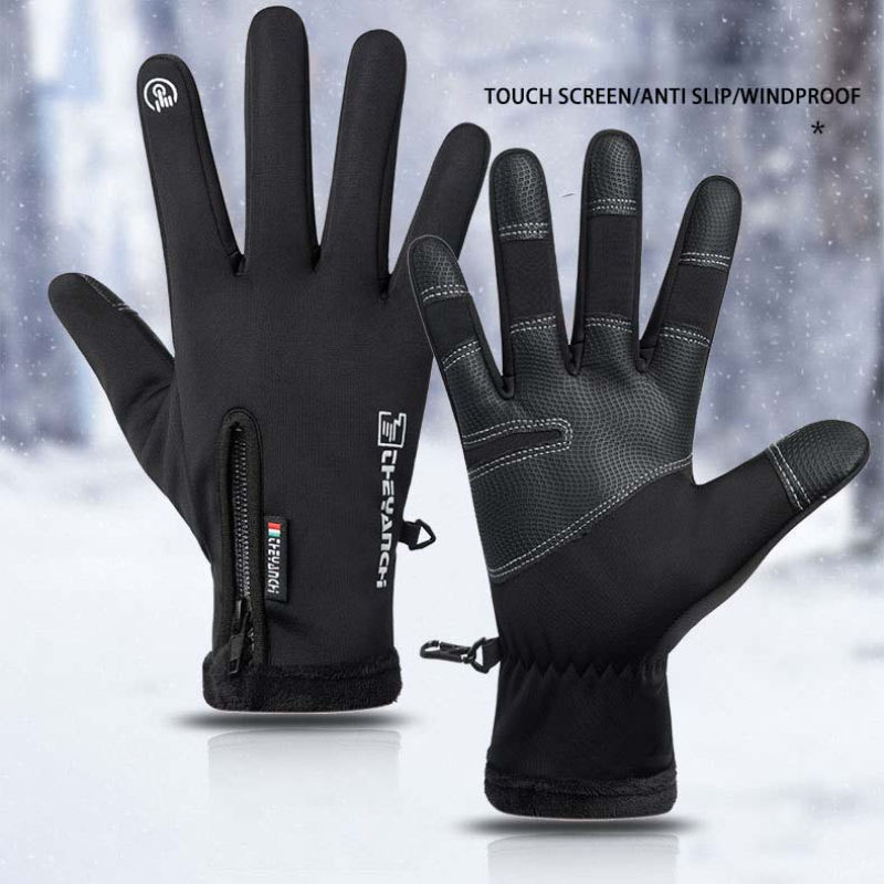 Thumbnail: Motorcycle Gloves Moto Gloves Winter Thermal Fleece Lined Winter Waterproof Tou