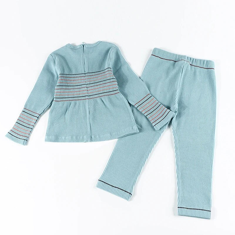 Miniaturebillede: 2023 baby top & pants new fall autumn winter ribbed cotton outfit family matchi