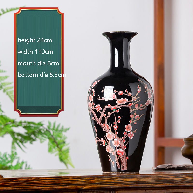 Thumbnail: Jingdezhen Sharply Glaze Black Ceramic Vase Lotus Pattern For Modern Home Sitti