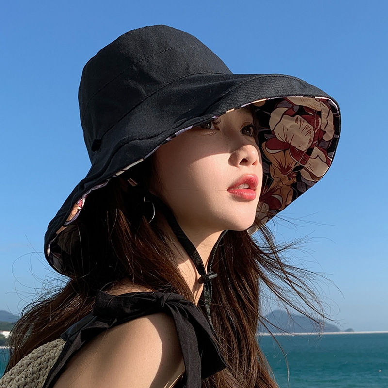 Miniaturebillede: Spring Summer Double-sided Wear Large Brim Fisherman's Hat Hat Women Korea Outd
